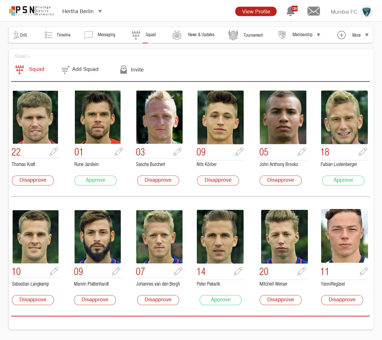 Protege Sports SAAS for academies and team management
